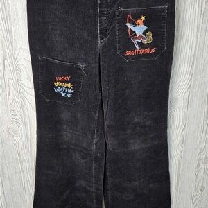 Women’s Black Flare Jeans with Sagittarius Embroidery